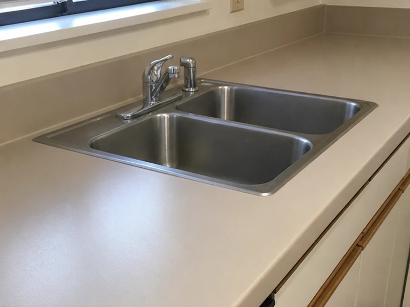 Refinished laminate kitchen counter in a neutral color in a Lawrence Station Santa Clara condo